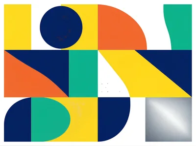 Abstract Geometric Composition With Vibrant Shapes And Colors