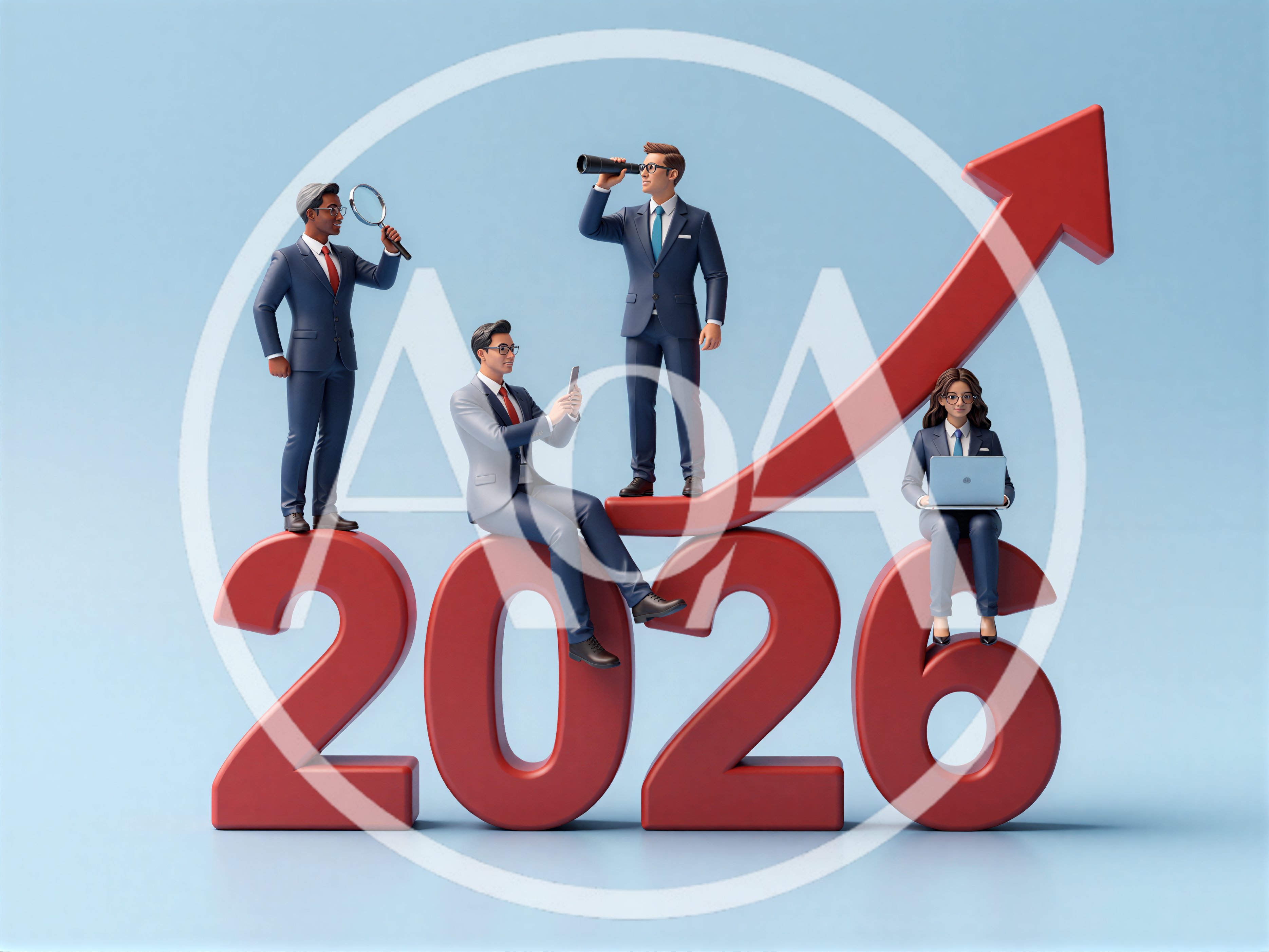 Business Professionals Sitting On 2026 Growth Chart