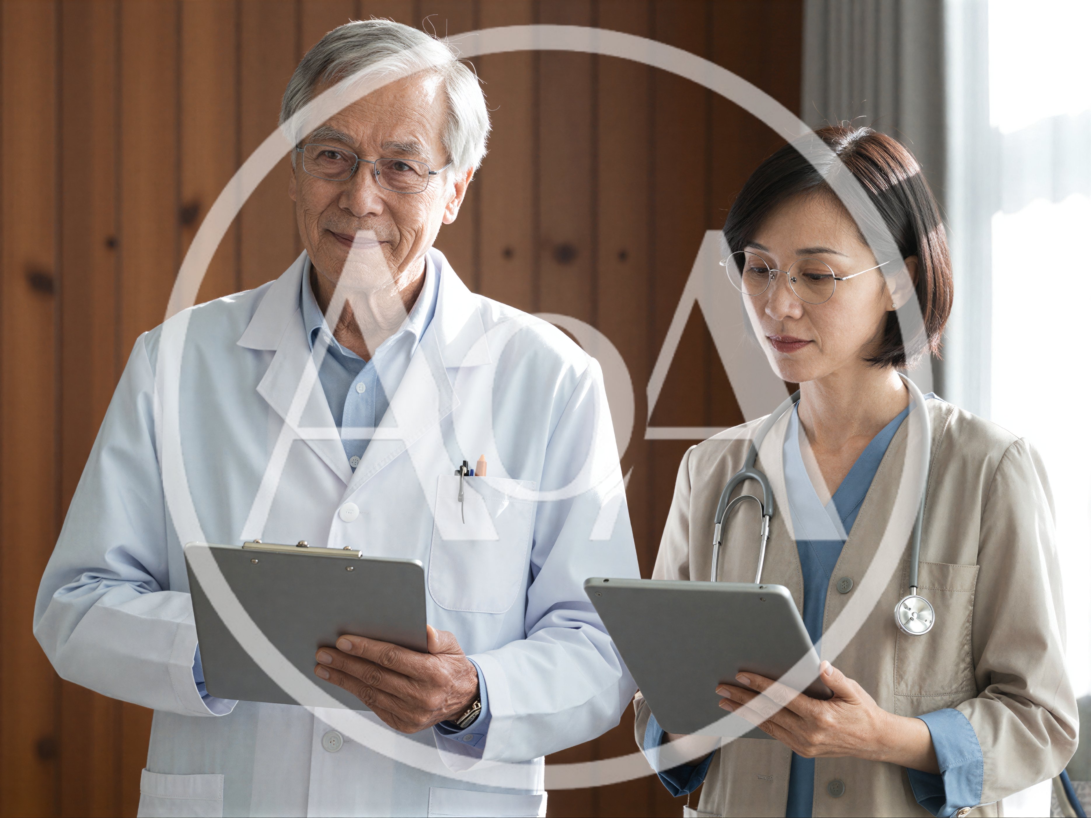Senior Doctor And Colleague Reviewing Medical Records