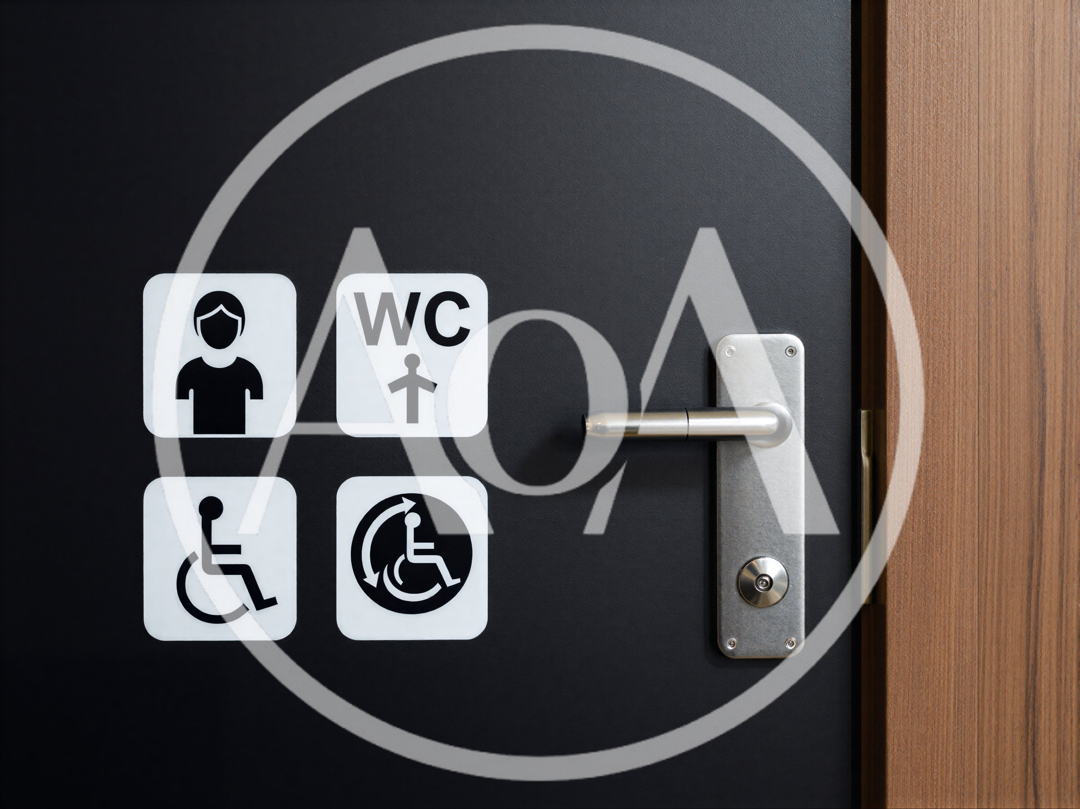 Restroom Door Signage With Accessibility Icons