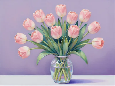 Pink Tulip Bouquet in Glass Vase