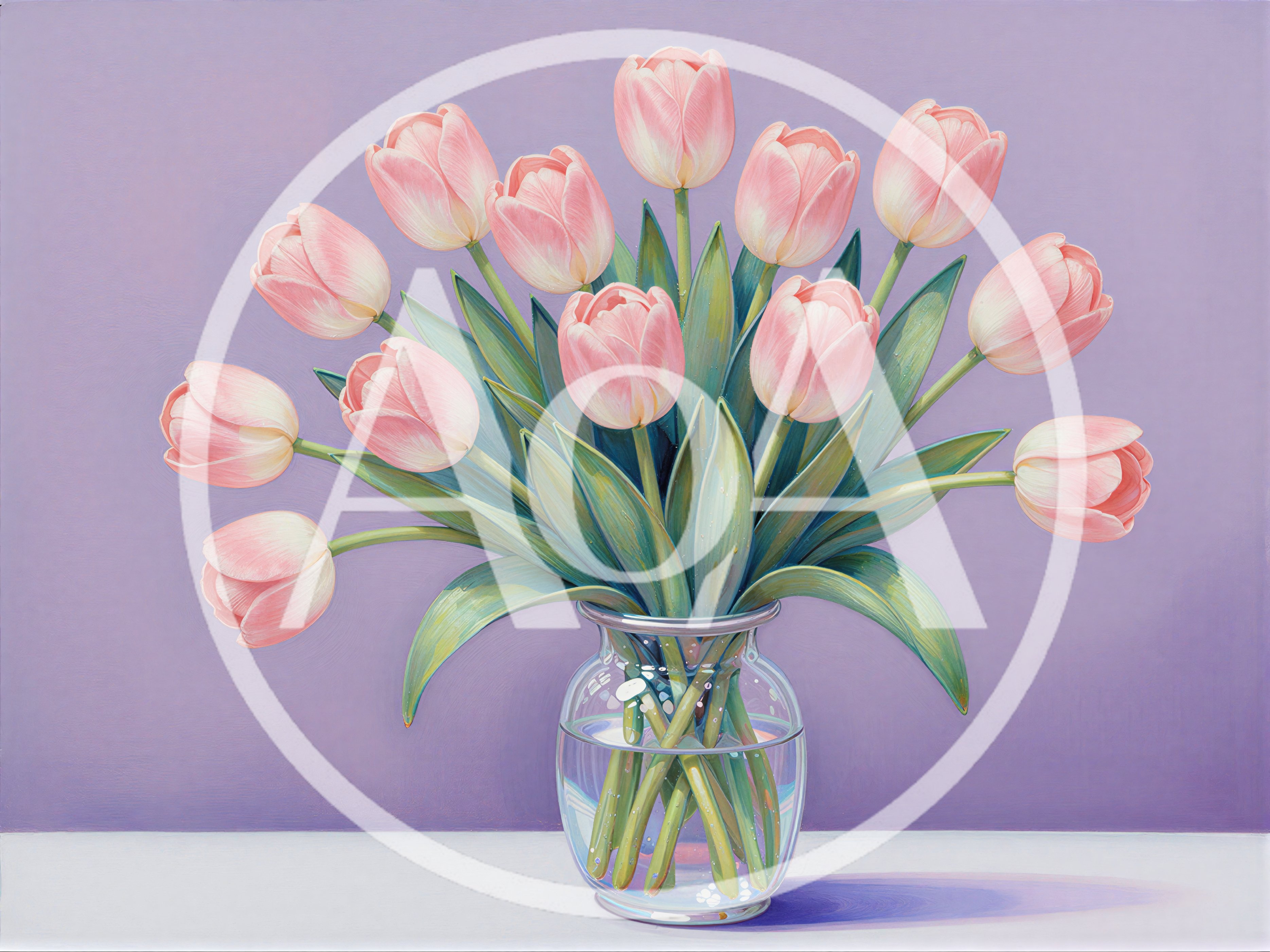 Pink Tulip Bouquet in Glass Vase