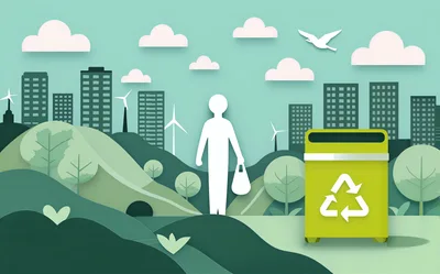 Paper Cutout Illustration of Sustainable City Recycling
