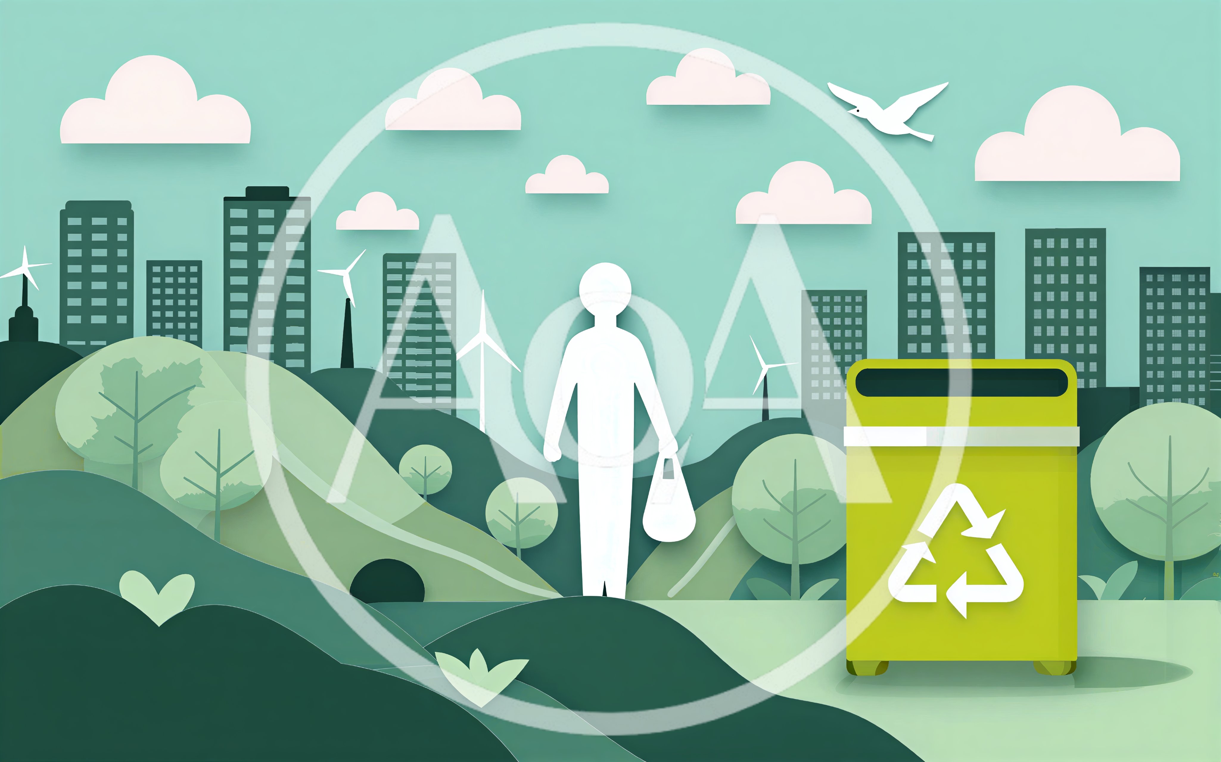 Paper Cutout Illustration of Sustainable City Recycling