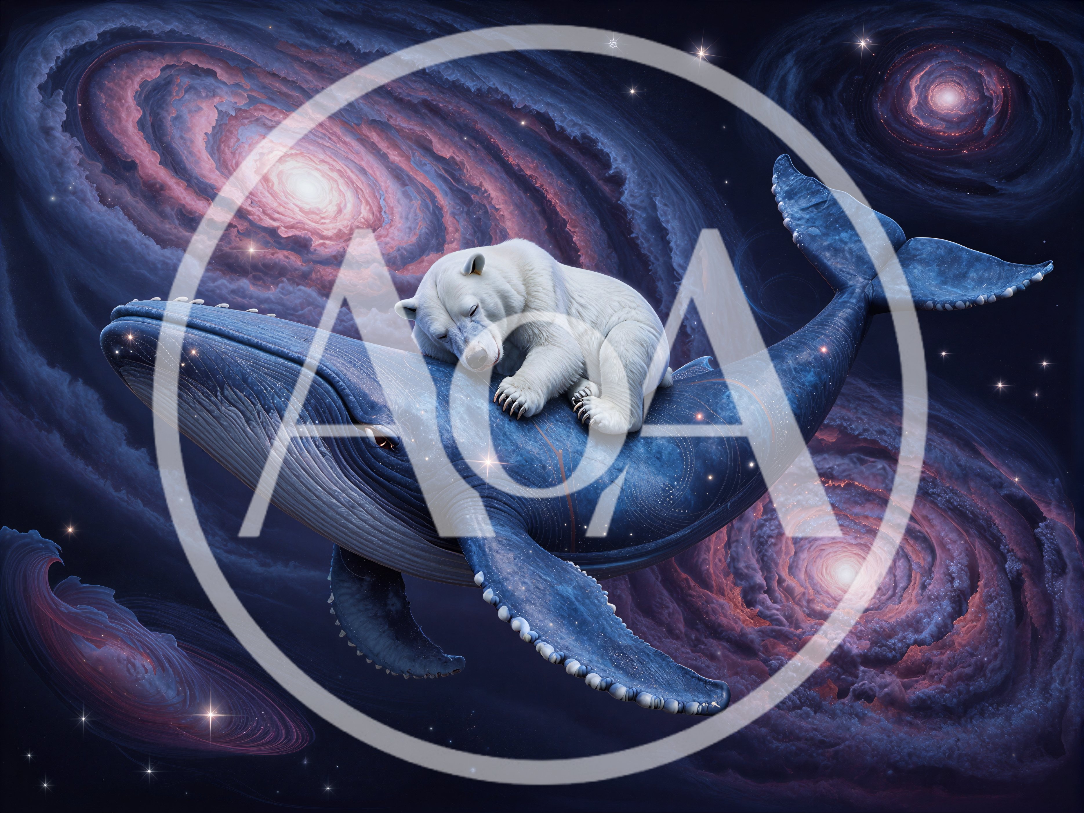 Polar Bear Sleeping On A Cosmic Whale