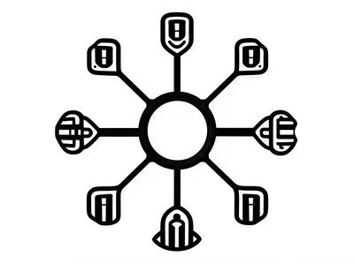 Central Hub Network Diagram With Eight Connected Icons