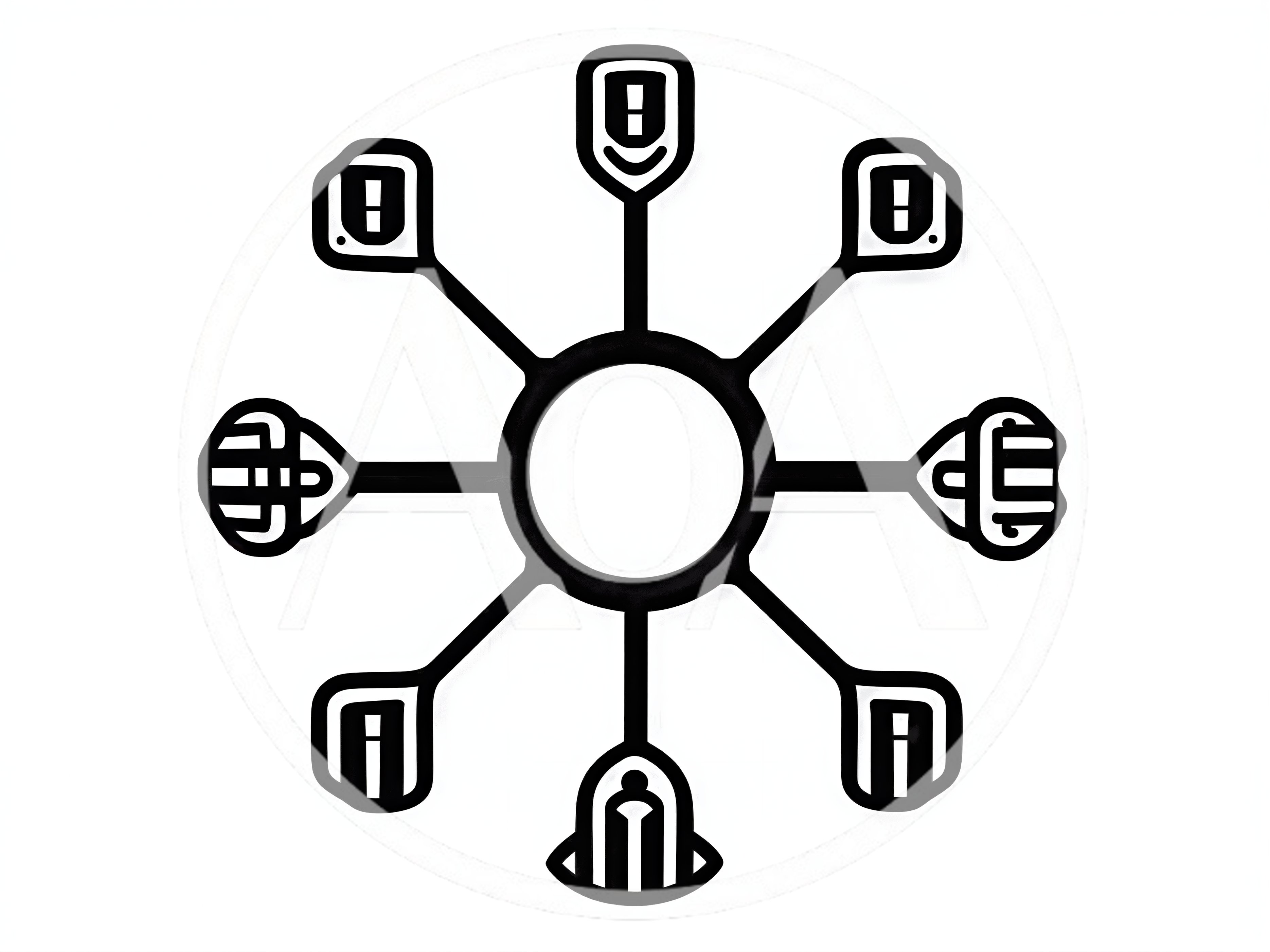 Central Hub Network Diagram With Eight Connected Icons