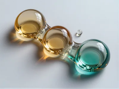 Abstract Glass Sculpture With Three Connected Spheres