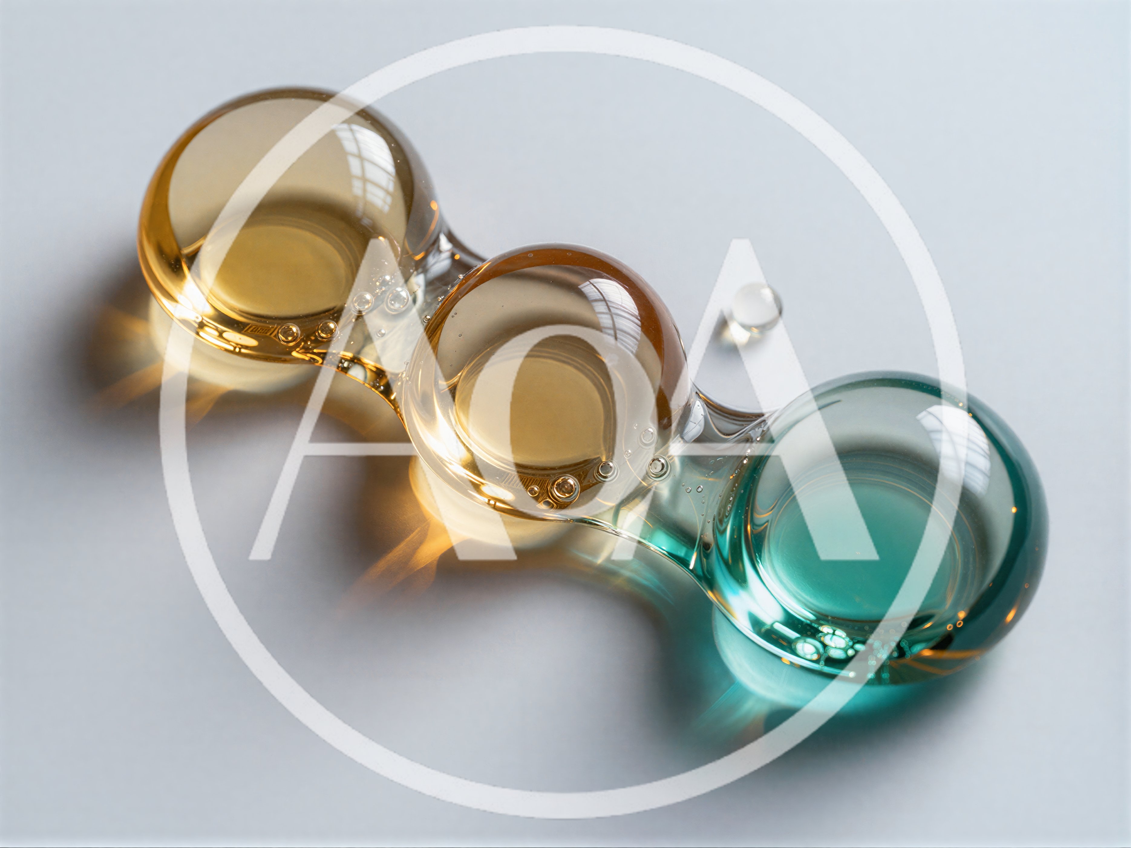 Abstract Glass Sculpture With Three Connected Spheres