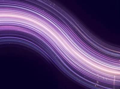 Abstract Purple Light Trails Flowing Through Dark Space