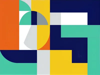 Abstract Geometric Composition With Bold Shapes And Colors