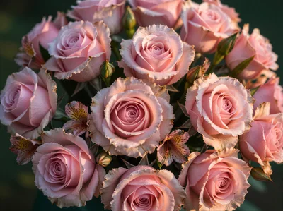 Bouquet Of Soft Pink Roses In Natural Light