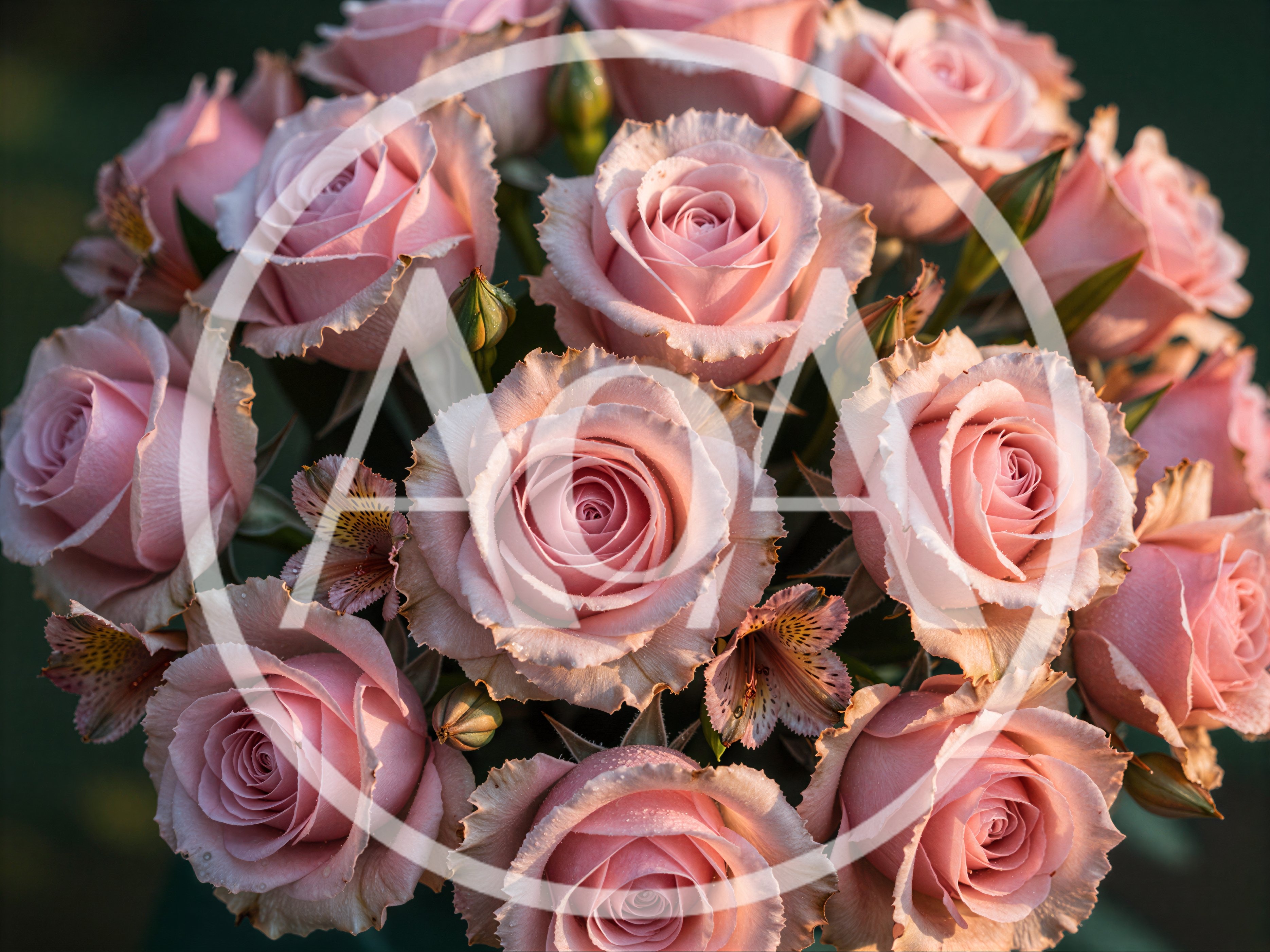 Bouquet Of Soft Pink Roses In Natural Light