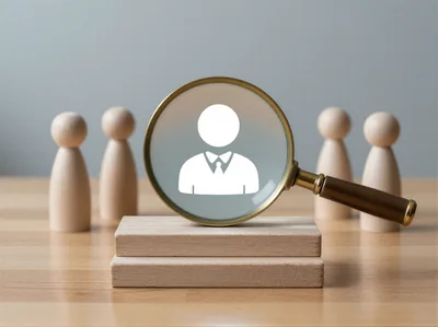 Magnifying Glass Focusing On A Wooden Human Figure