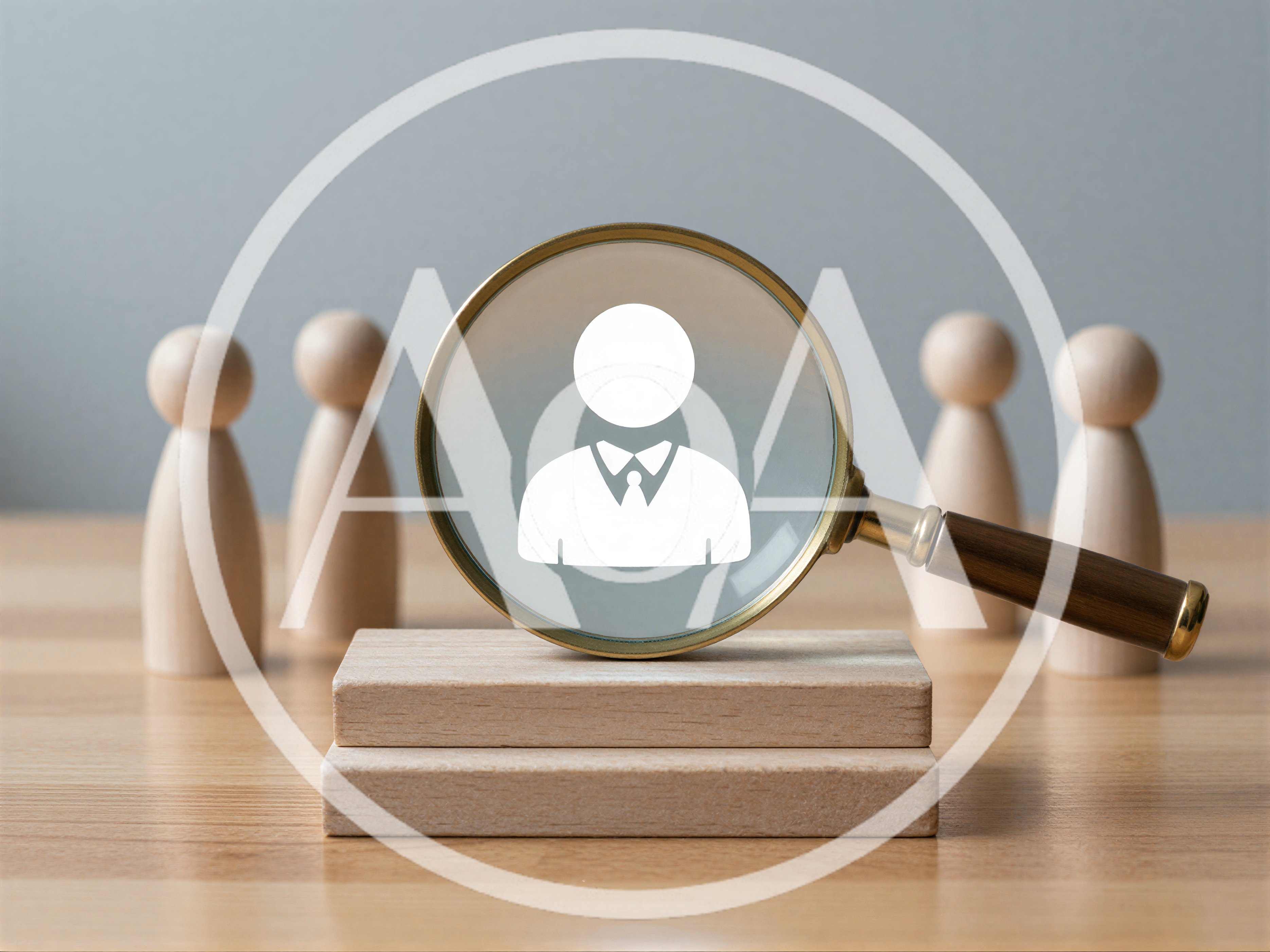 Magnifying Glass Focusing On A Wooden Human Figure
