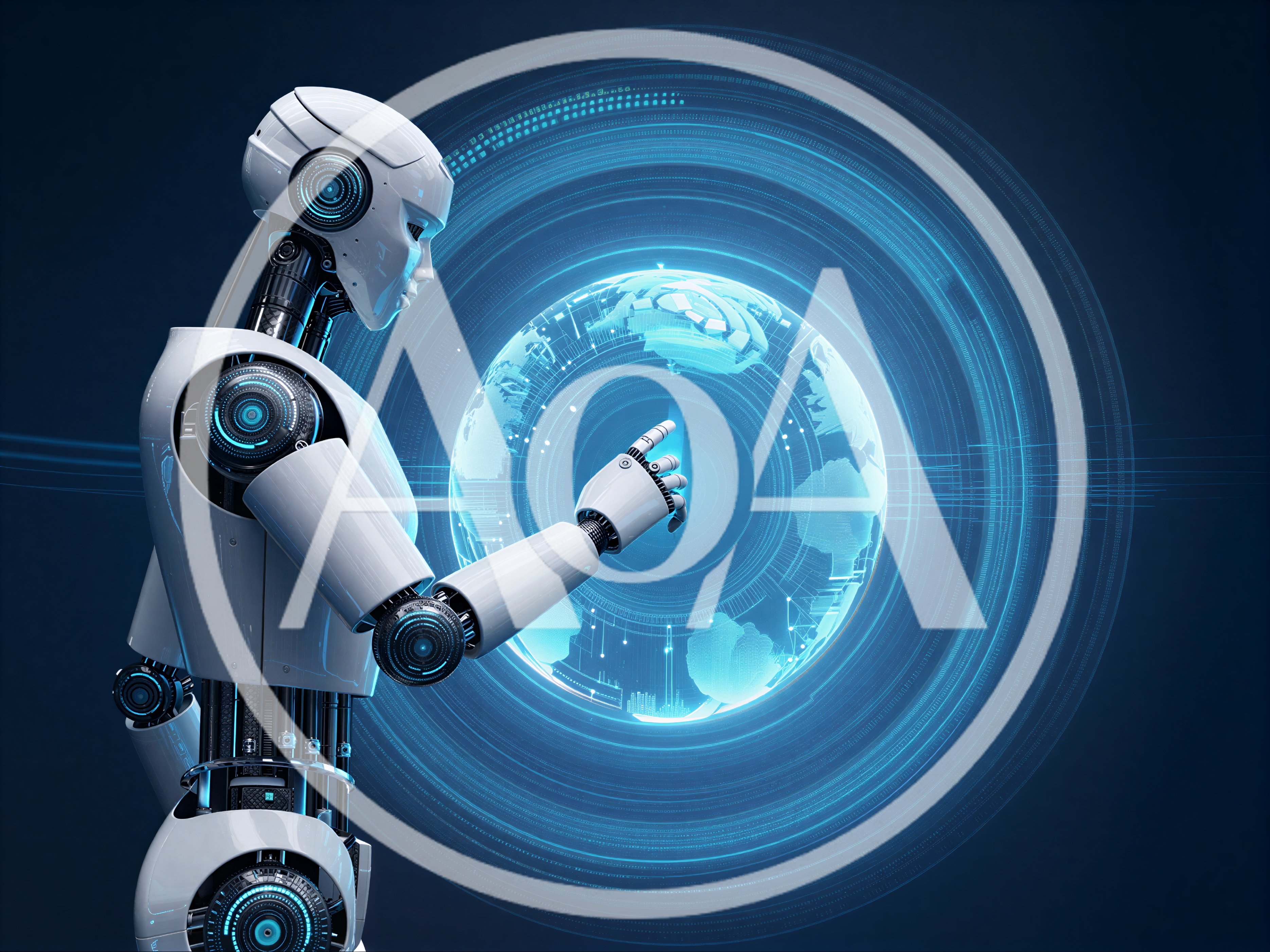 Humanoid Robot Interacting With Digital Holographic Globe