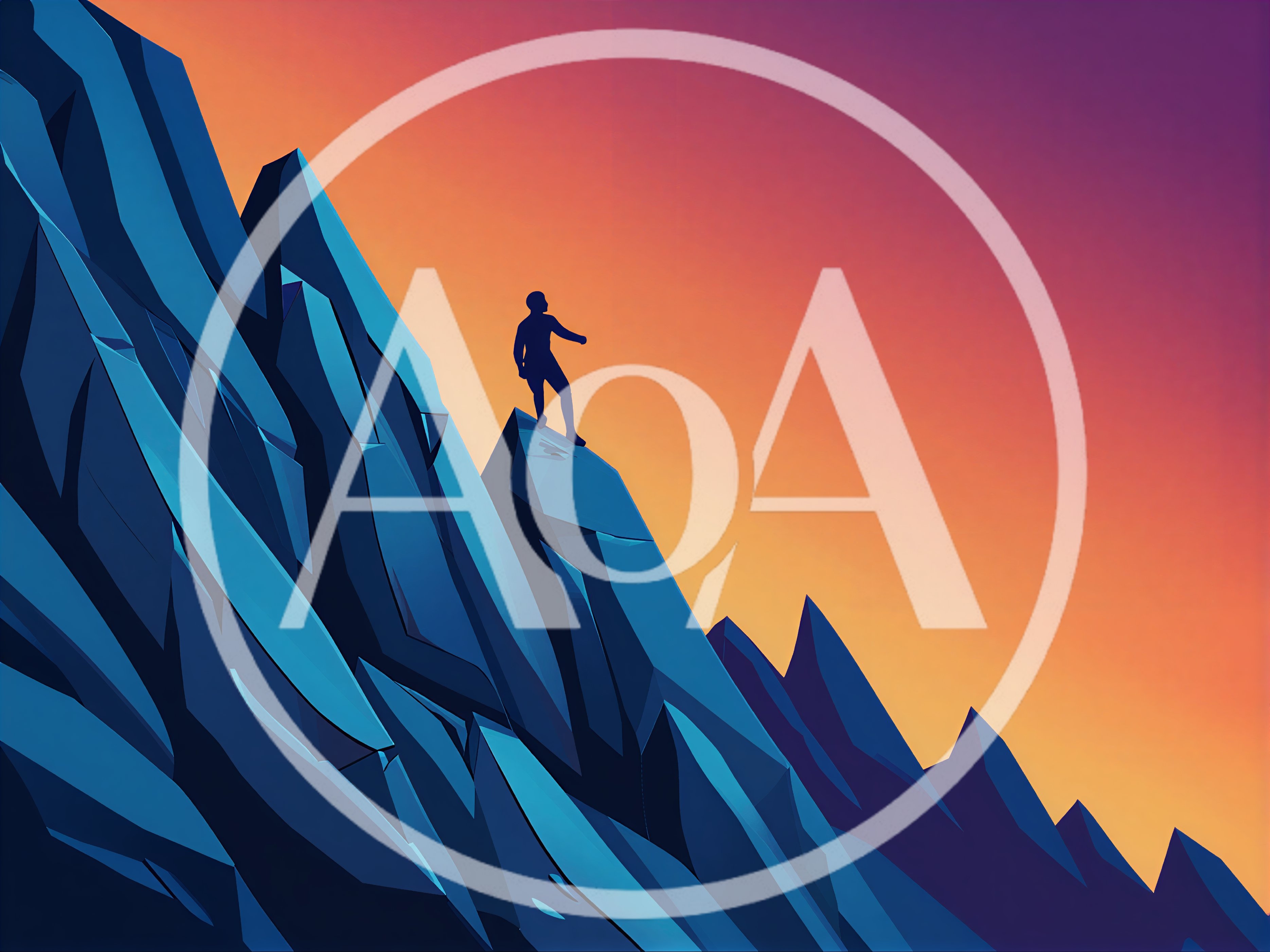 Silhouette Of A Hiker Standing On A Mountain Peak