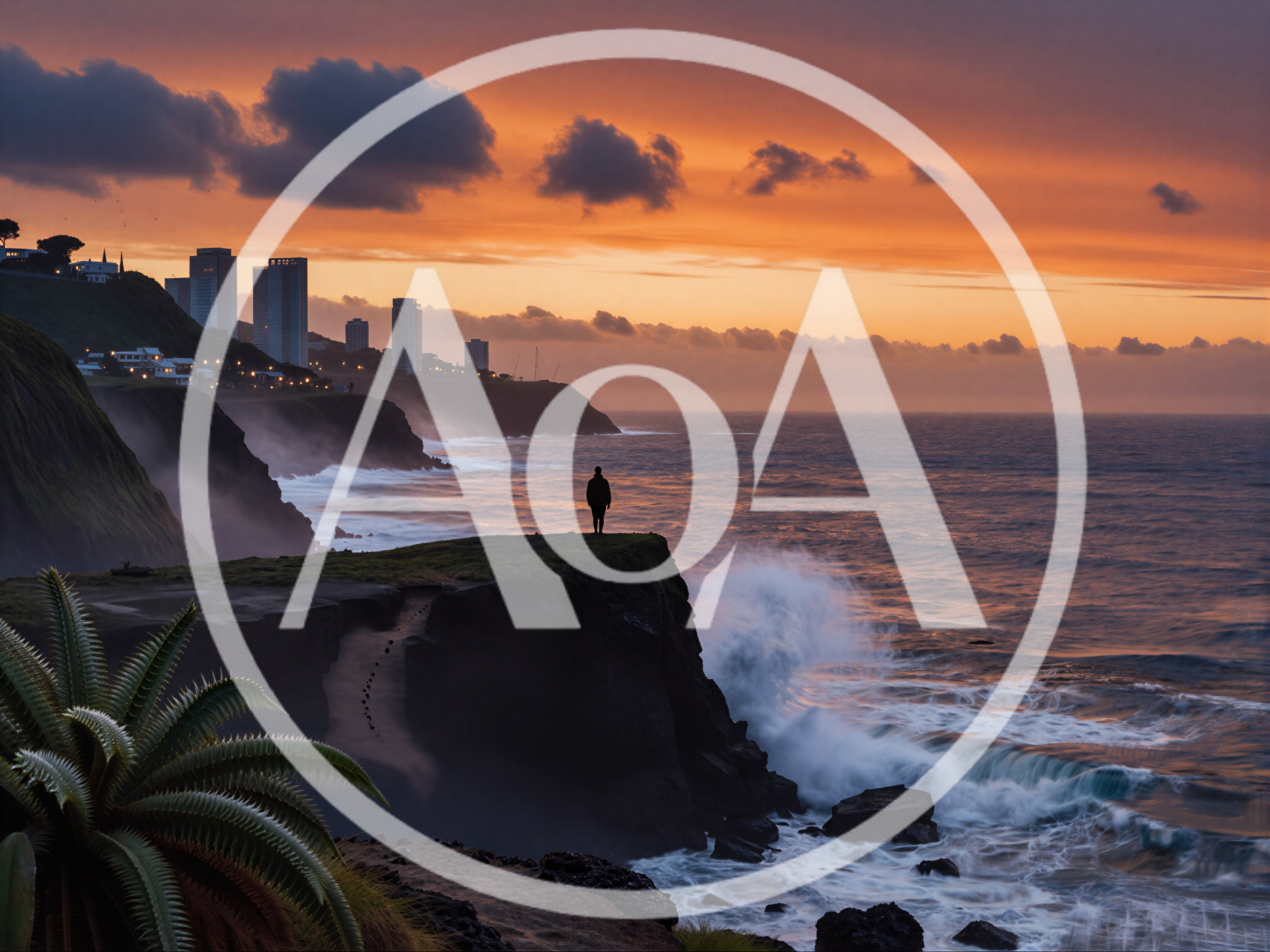 Person Standing On A Coastal Cliff At Sunset