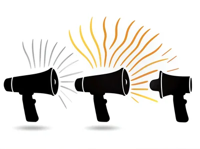 Three Black Megaphones With Sound Waves Illustration