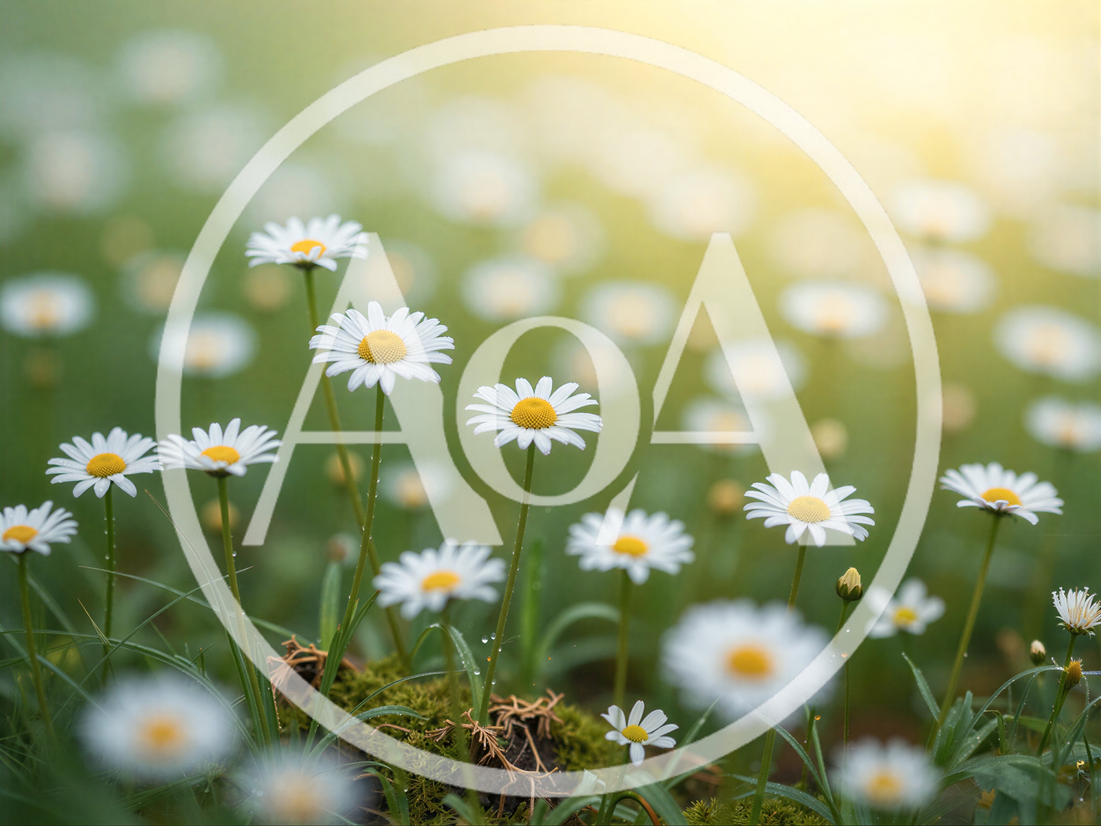 Field Of Blooming White Daisies In Soft Sunlight