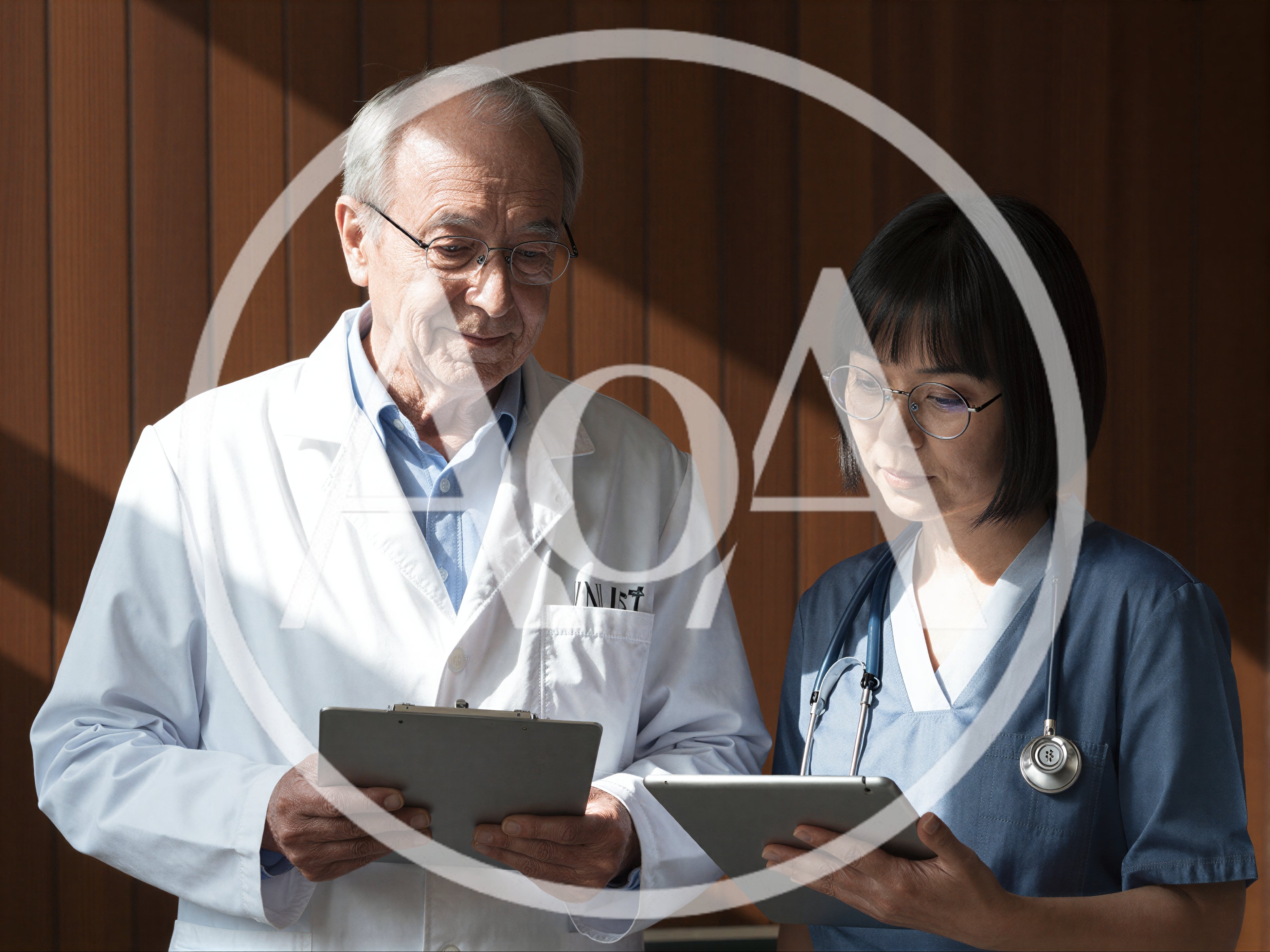 Senior Doctor and Nurse Reviewing Medical Records