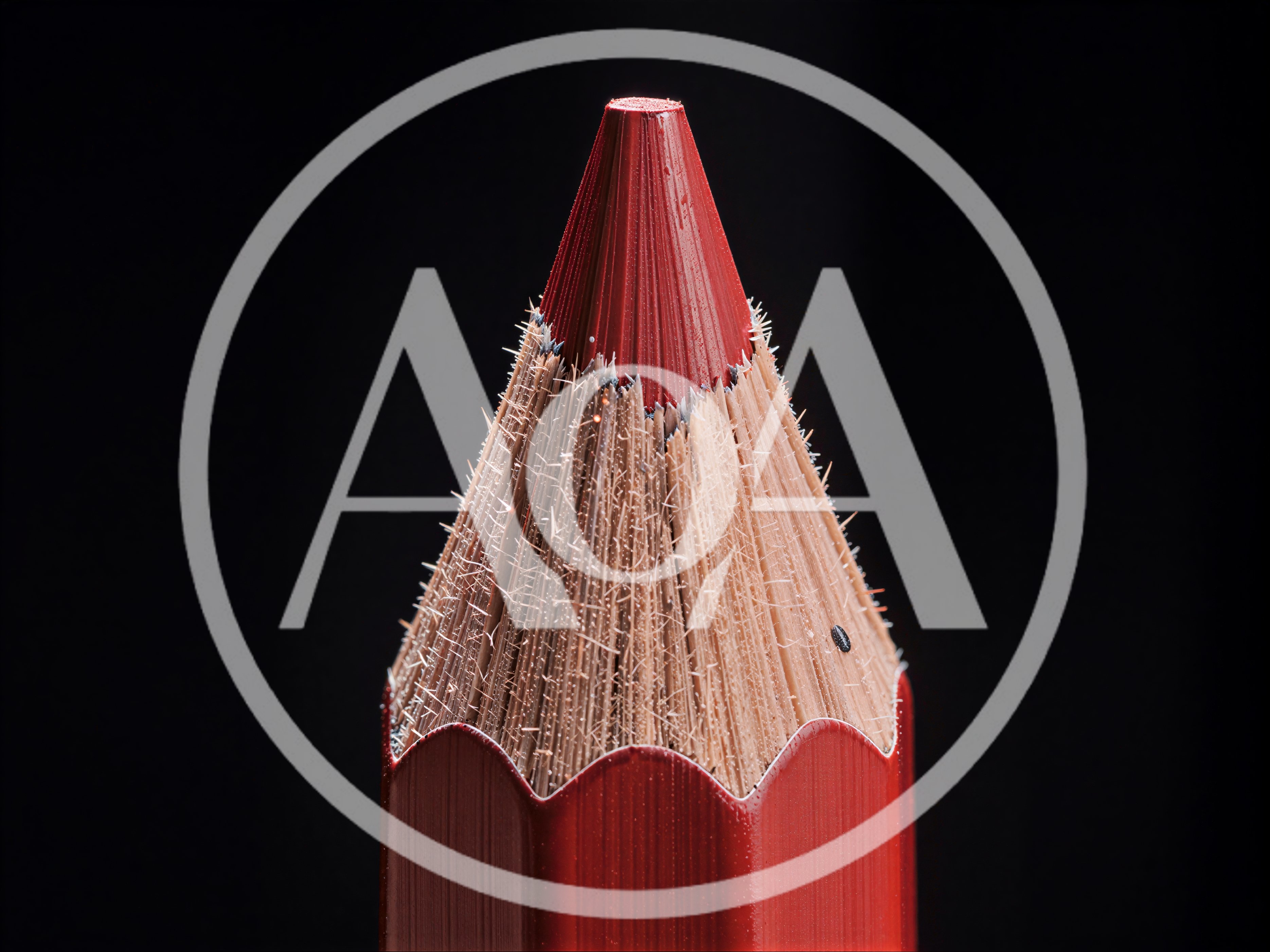 Macro Close Up Of A Sharpened Red Pencil
