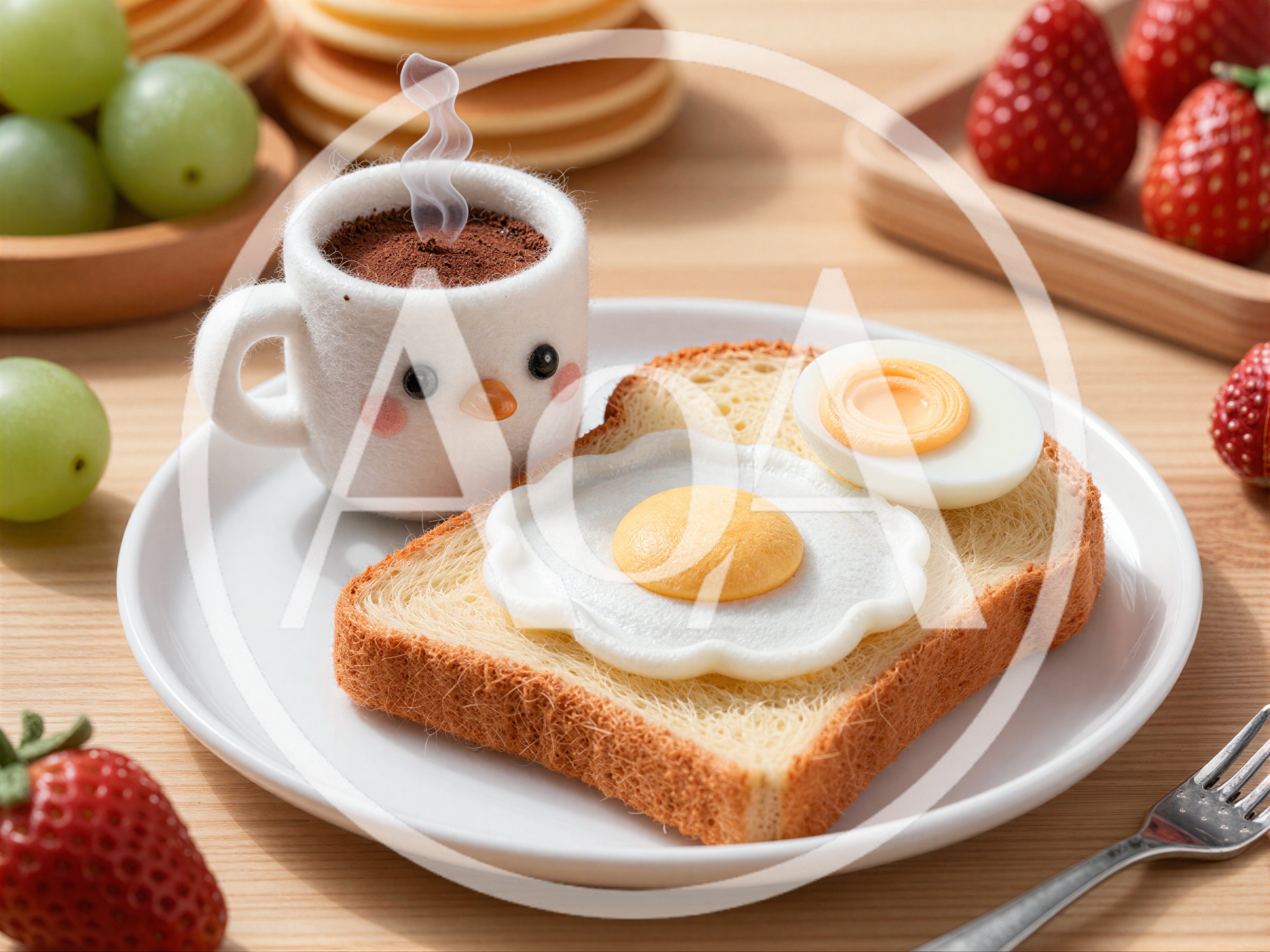 Cute Breakfast Set With Toast And Coffee Mug