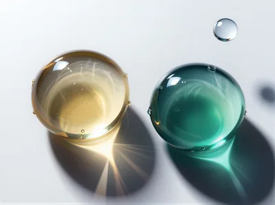 Two Translucent Glass Spheres With Light Refraction
