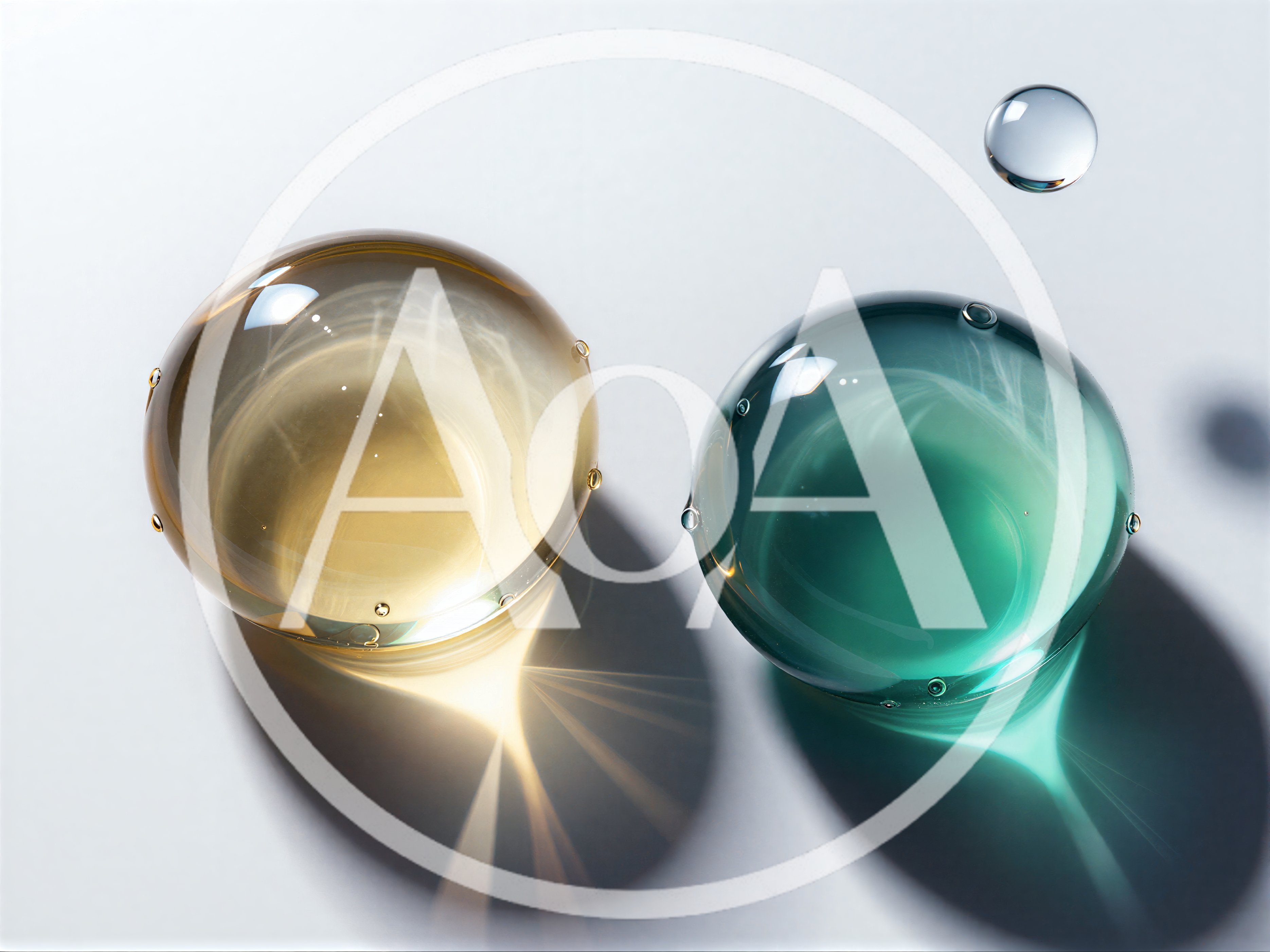 Two Translucent Glass Spheres With Light Refraction