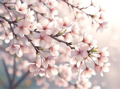 Delicate Cherry Blossom Branches In Full Bloom