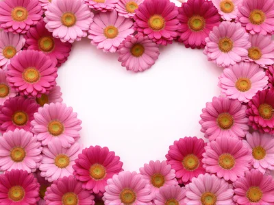 Heart Shape Frame Made Of Pink Gerbera Flowers