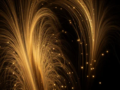 Abstract Golden Light Trails With Glowing Particles