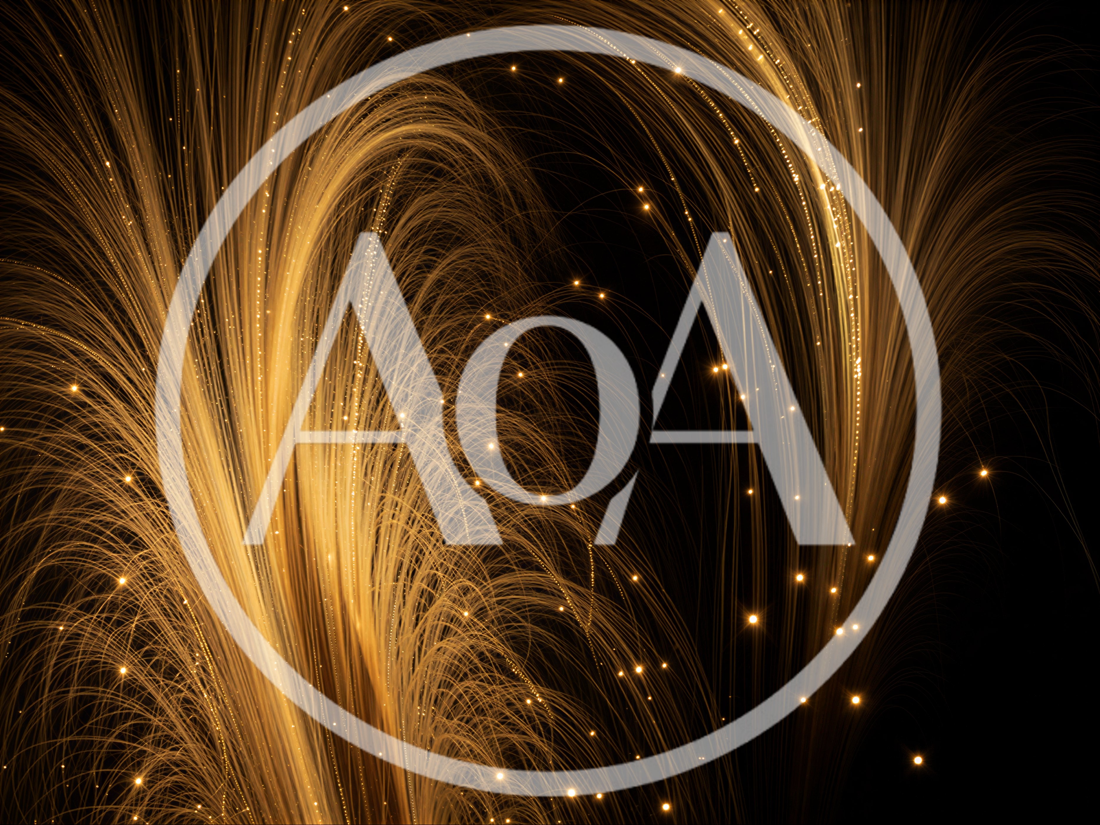 Abstract Golden Light Trails With Glowing Particles