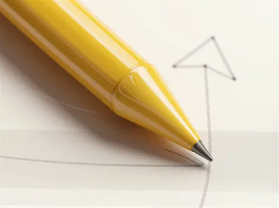 Yellow Mechanical Pencil Drawing An Arrow On Paper