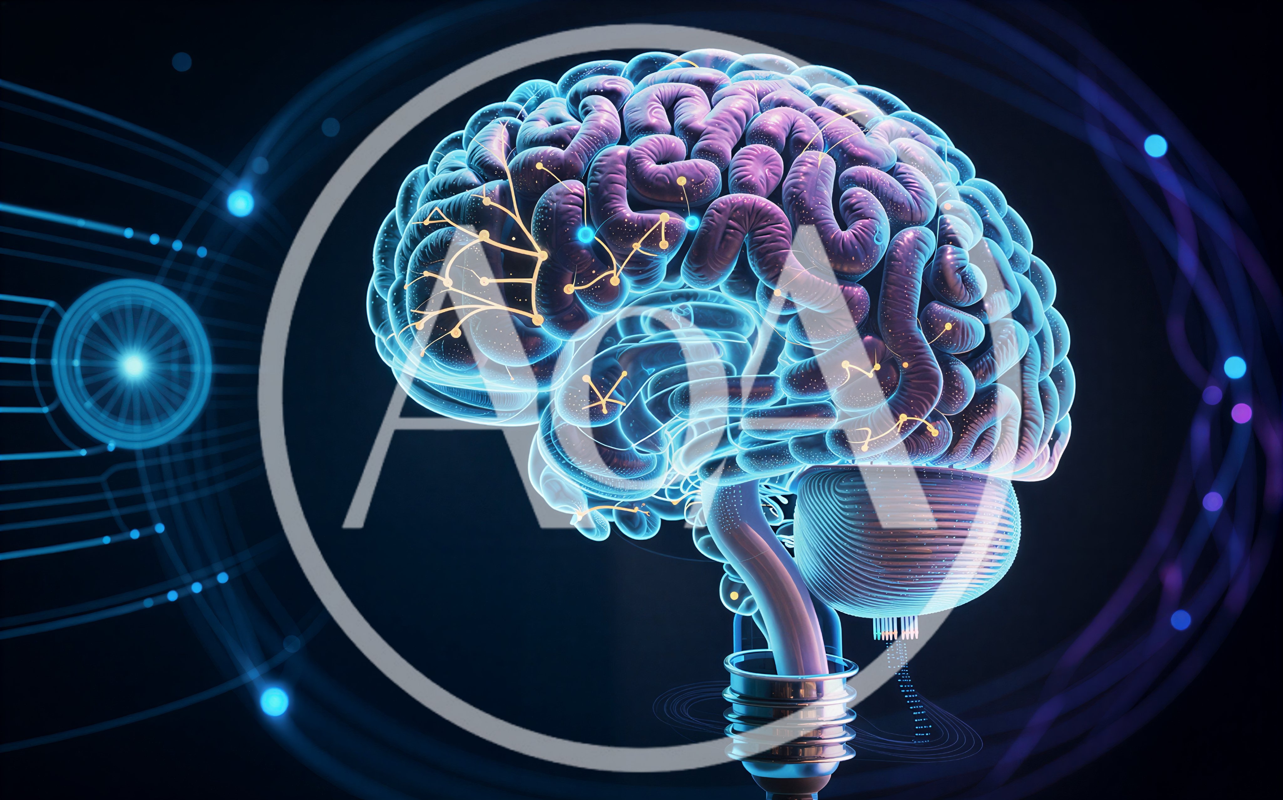 Digital Human Brain Concept With Lightbulb Base