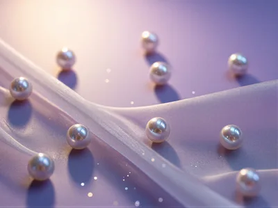 Elegant Pearls Scattered On Soft Lavender Silk Fabric