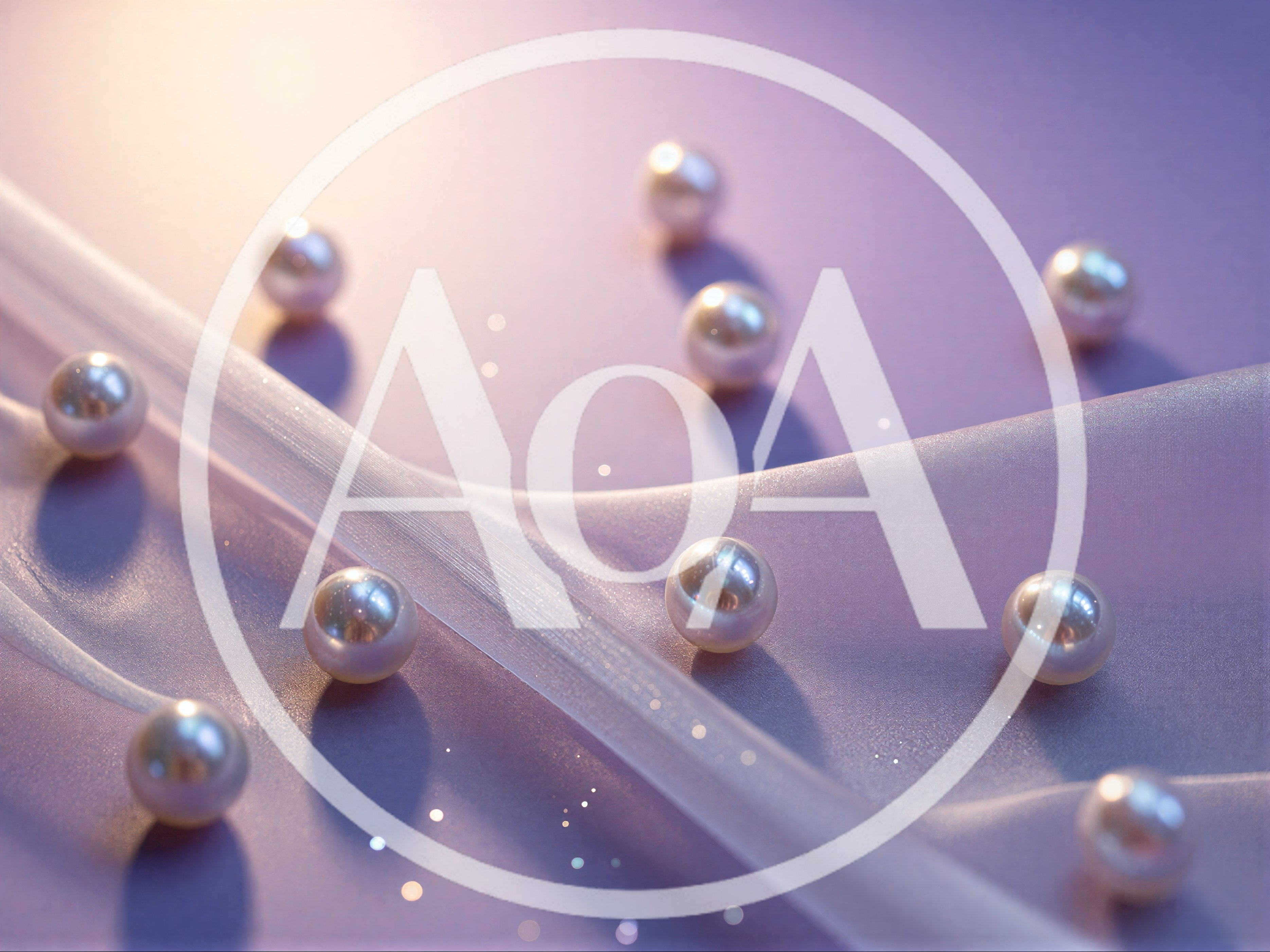 Elegant Pearls Scattered On Soft Lavender Silk Fabric