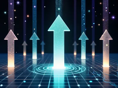 Digital Growth Arrows Rising On A Data Grid