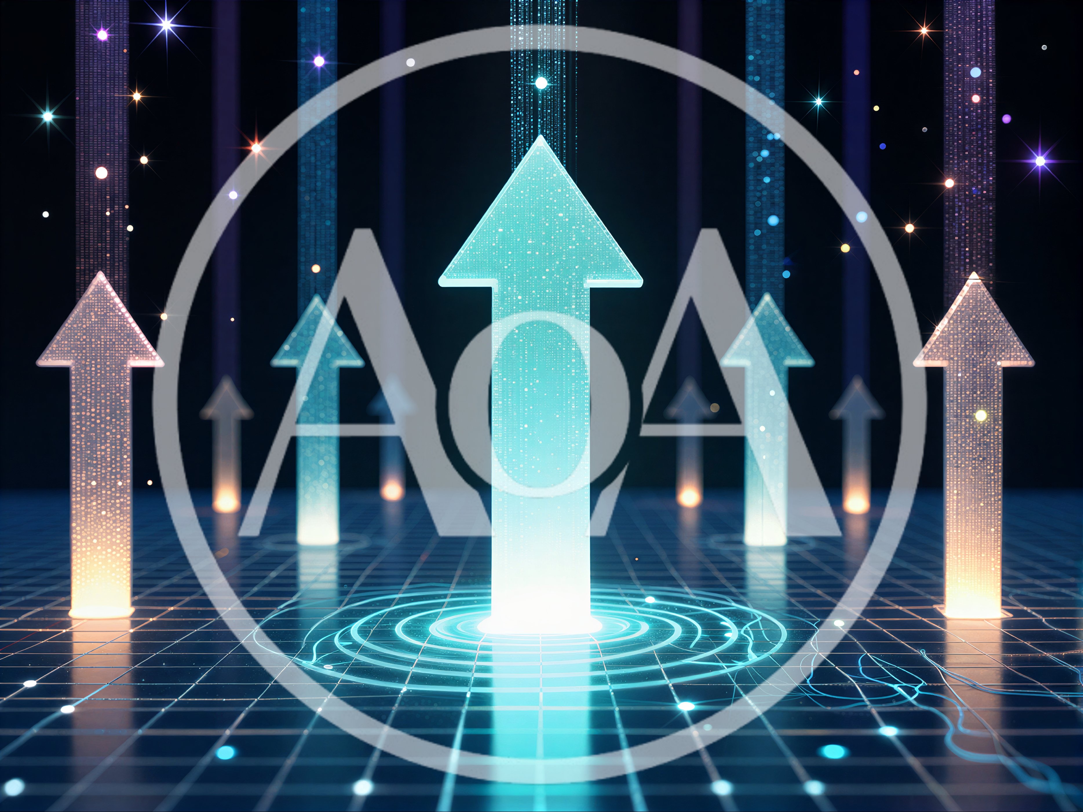 Digital Growth Arrows Rising On A Data Grid