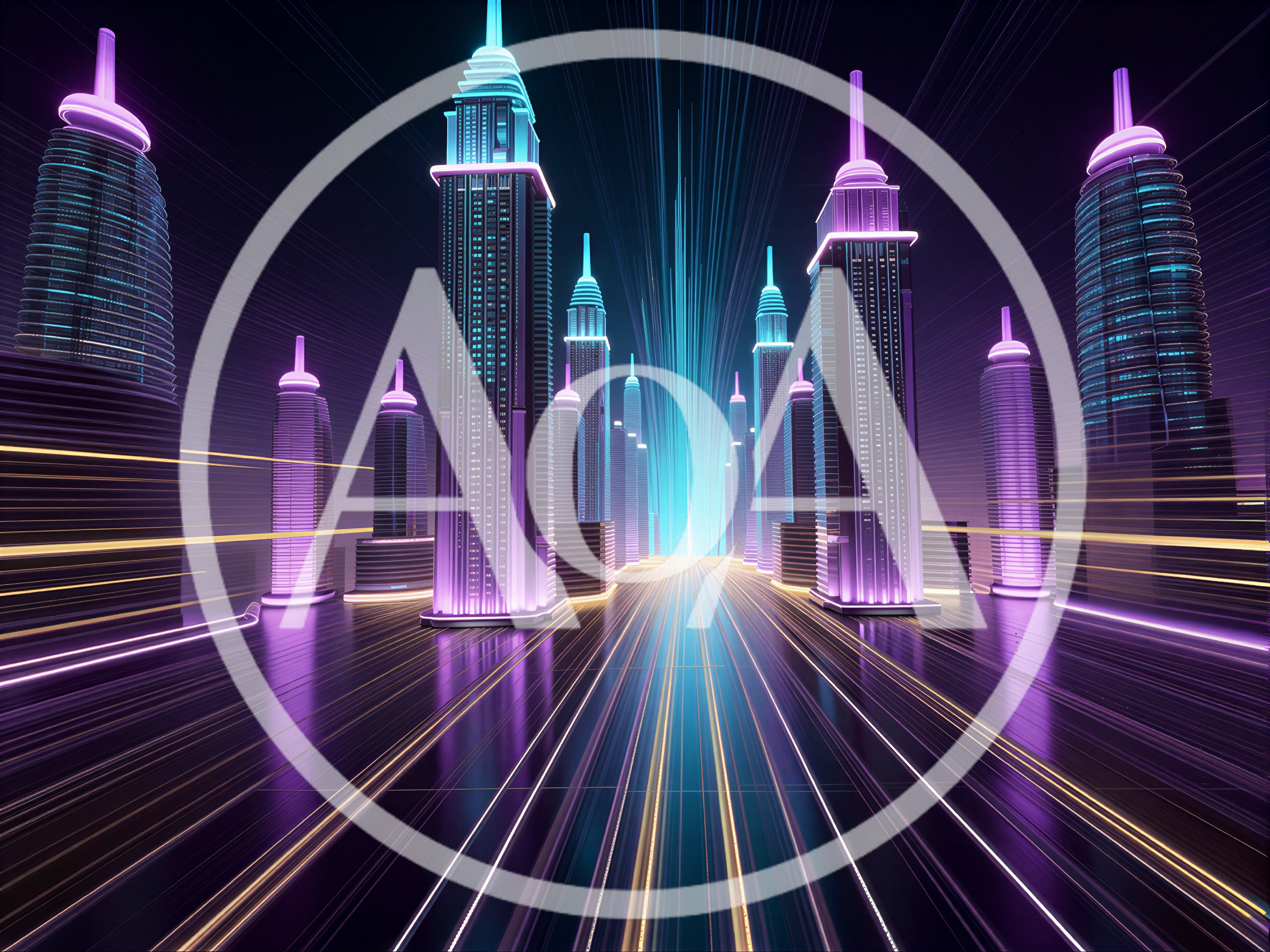 Futuristic Cyberpunk Cityscape With Glowing Light Trails
