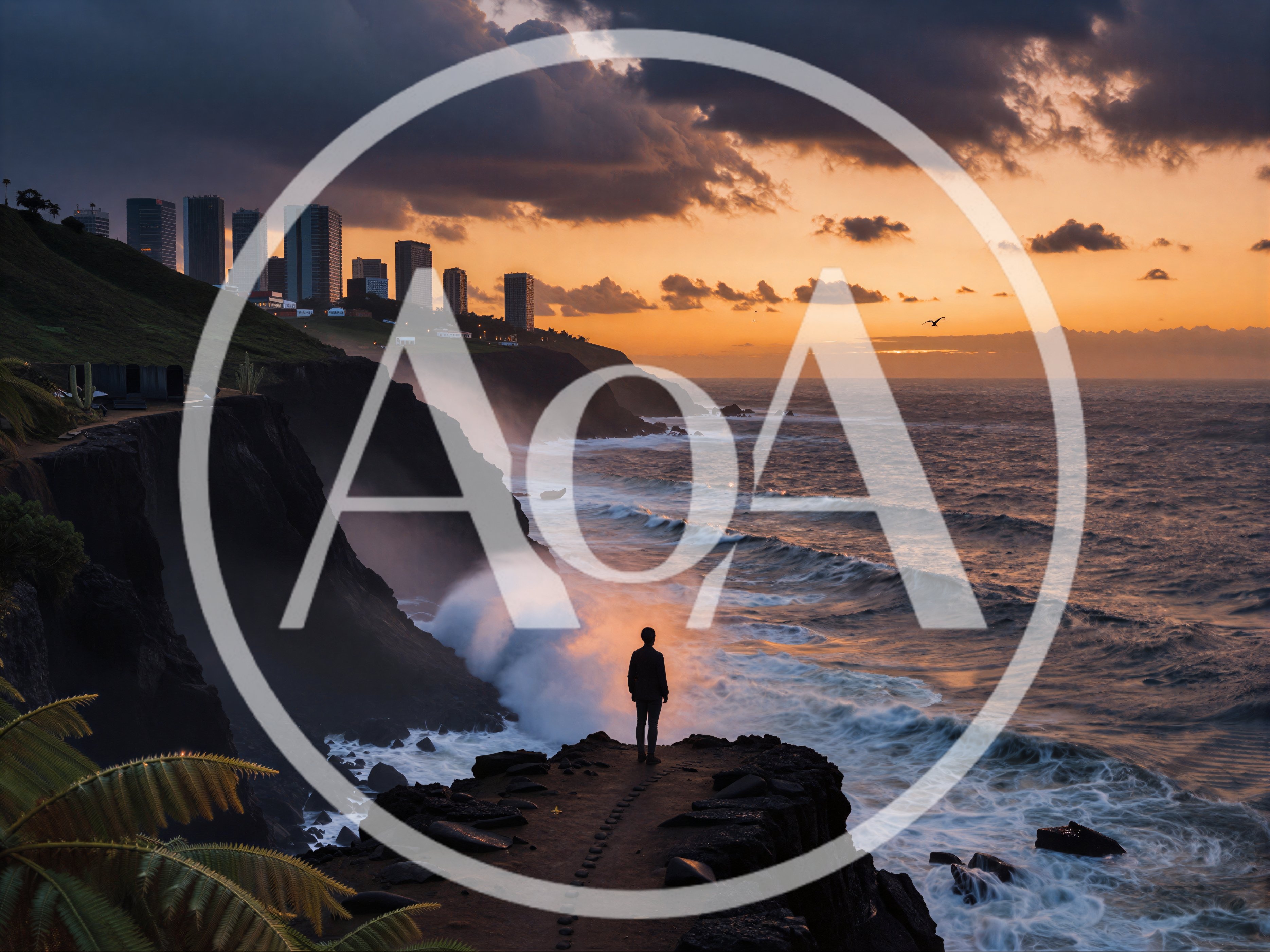 Person Standing On A Cliff Overlooking The Ocean
