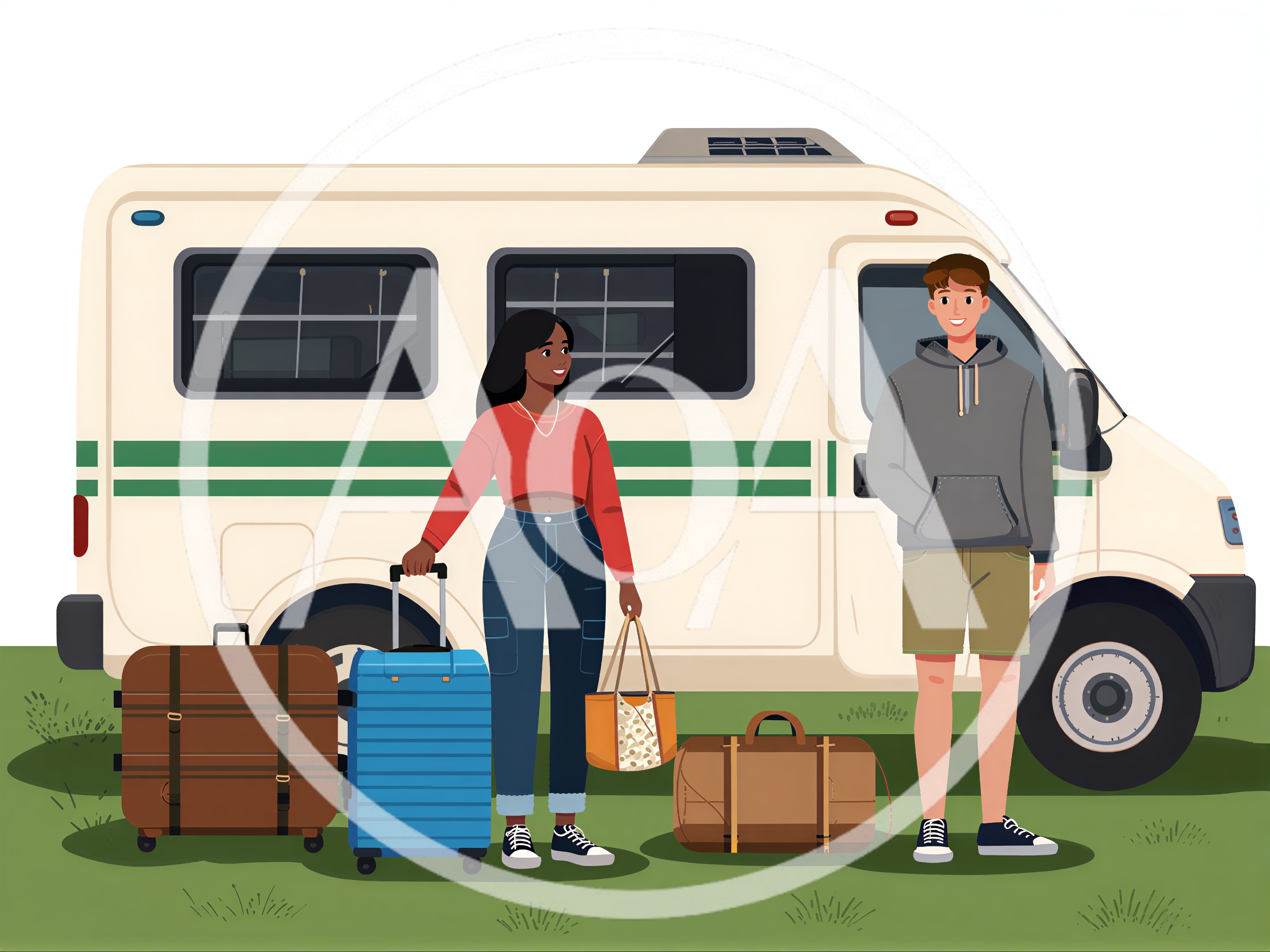 Young Couple Preparing For A Road Trip With Luggage