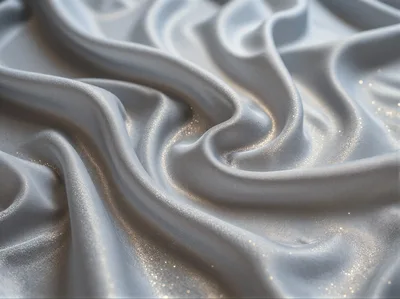 Flowing Silver Fabric With Subtle Glitter Texture