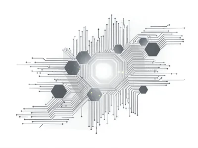 Abstract Digital Circuit Board With Hexagonal Nodes
