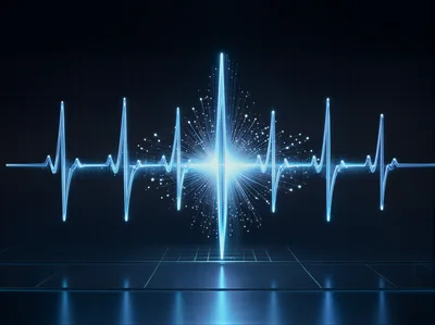 Digital Heartbeat EKG Waveform With Glowing Light Burst