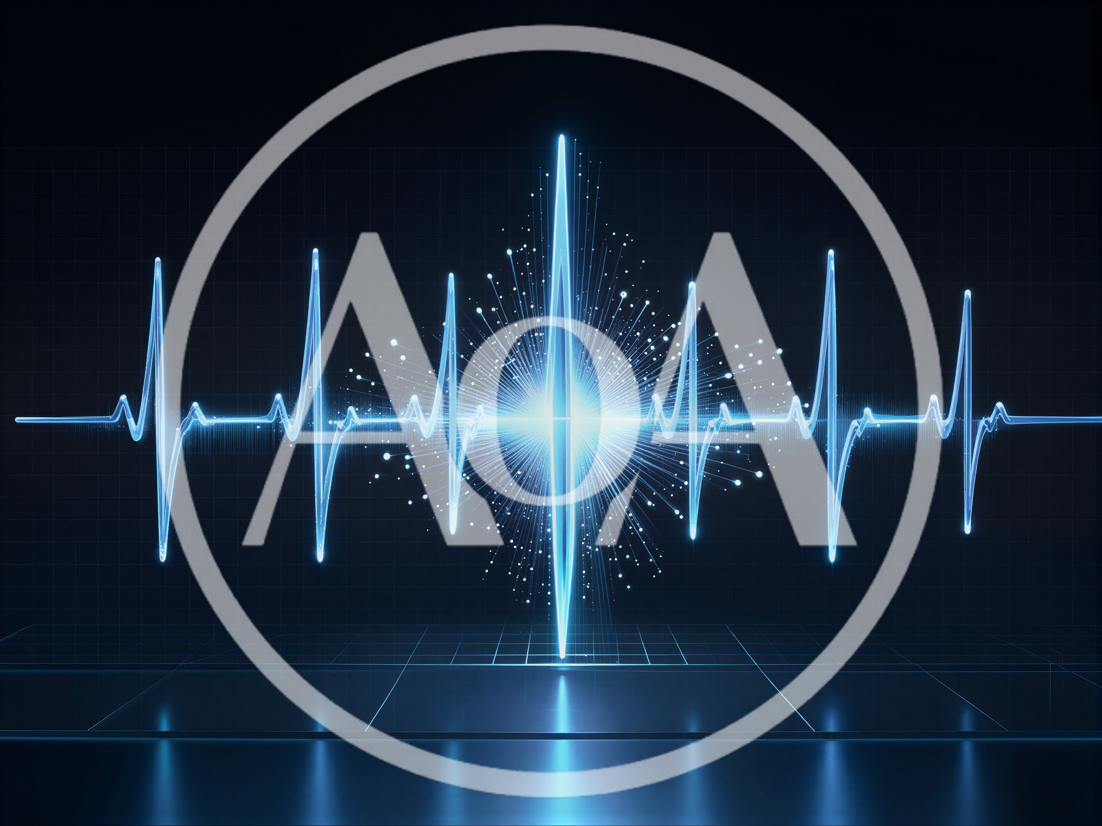 Digital Heartbeat EKG Waveform With Glowing Light Burst
