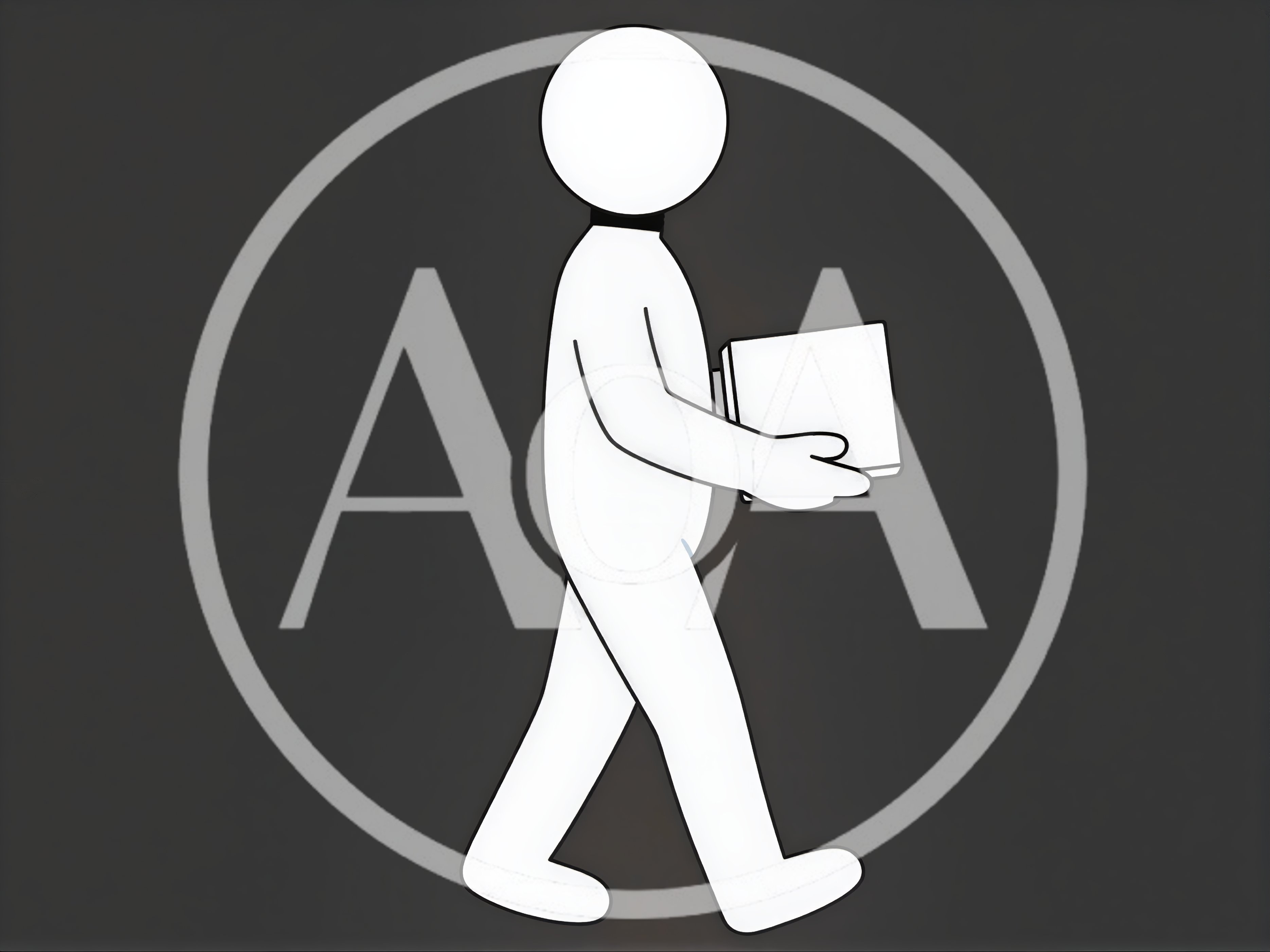 Minimalist Stick Figure Walking While Carrying A Box