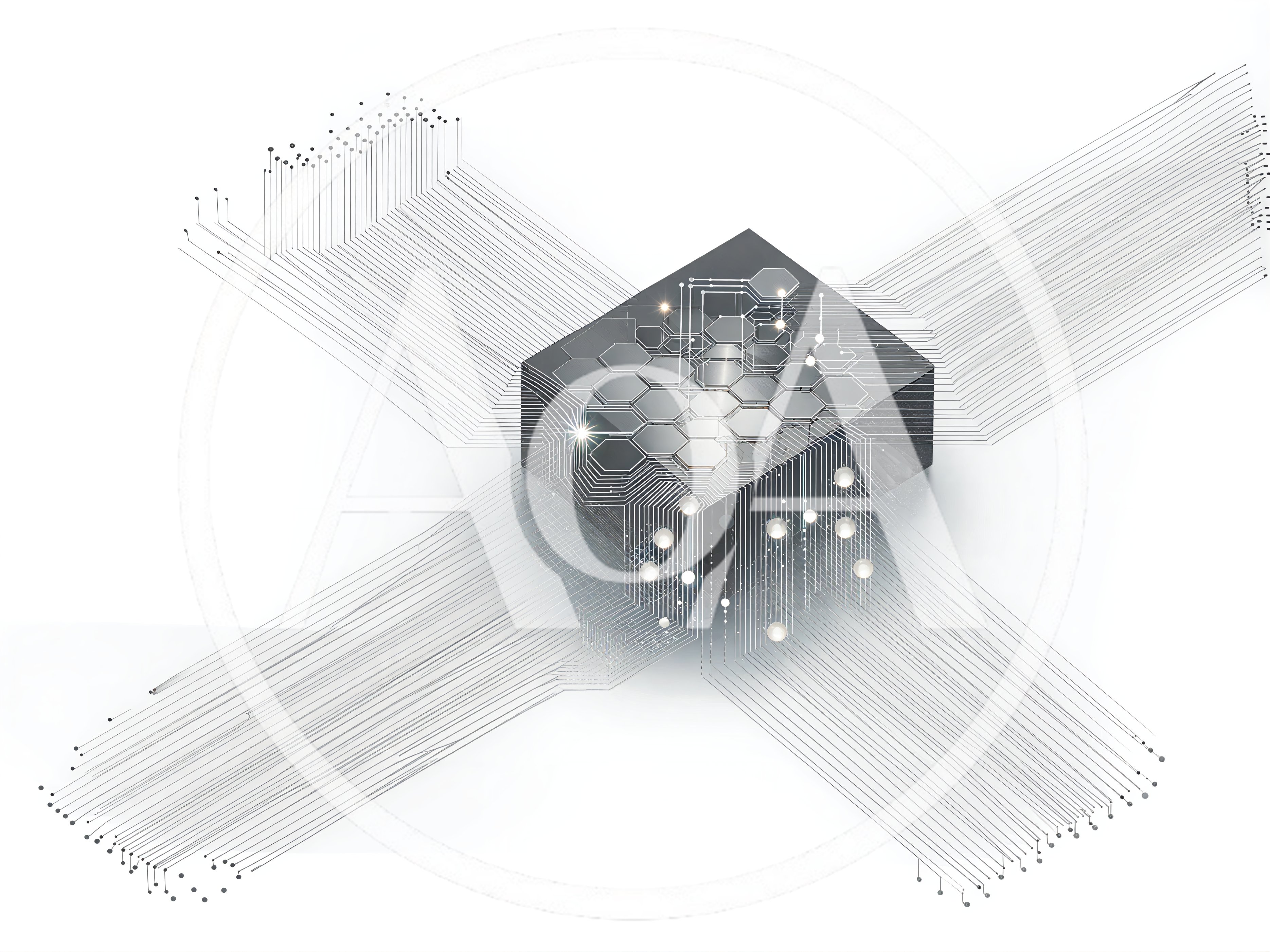 Abstract Digital Processor Chip With Circuitry Connections