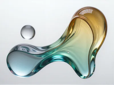 Abstract Glass Sculpture With Gradient Colors