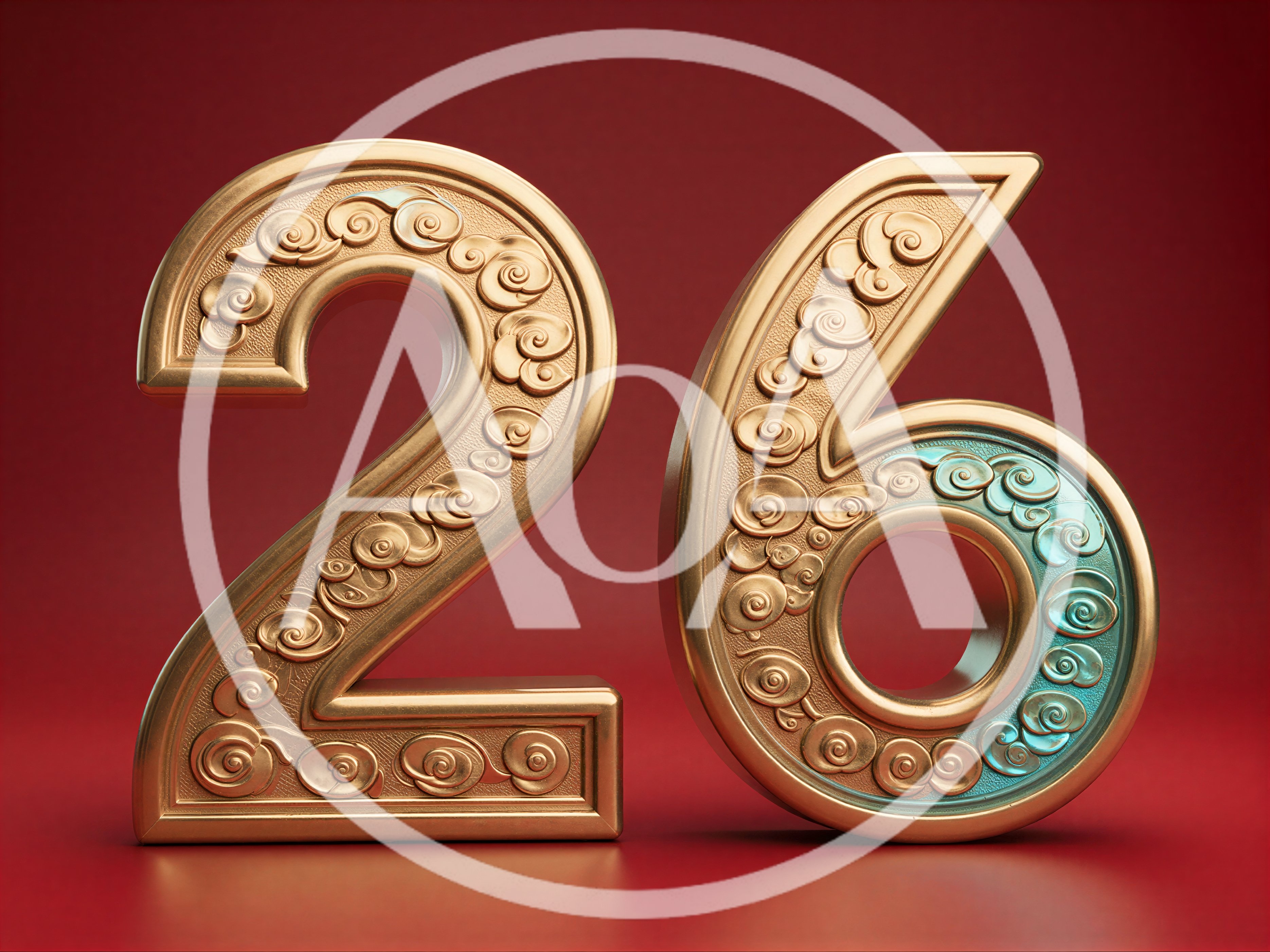 3D Rendered Golden Number Twenty Six